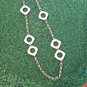 EUC Ann Taylor designer silver and gold tone with faux diamonds 13" neck